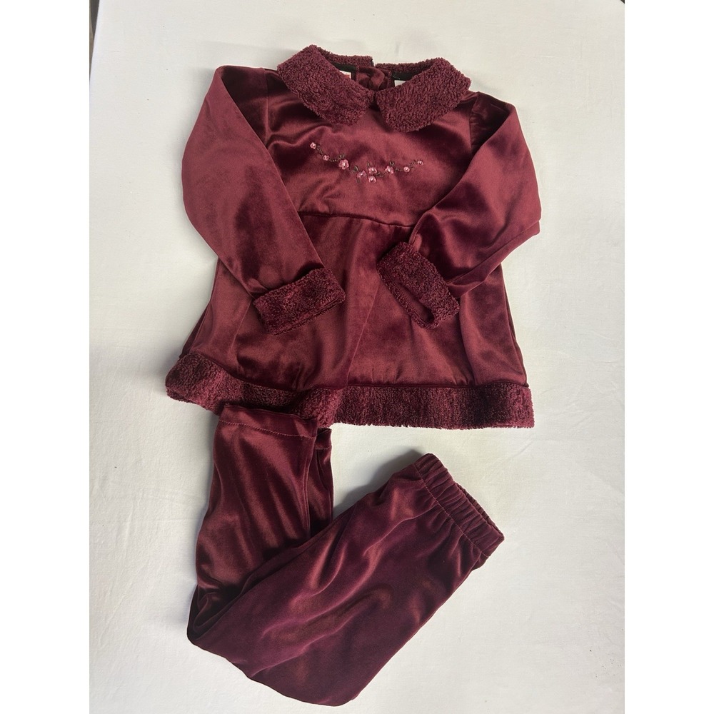 vintage McKids burgundy velour matching set  Size 24 Months